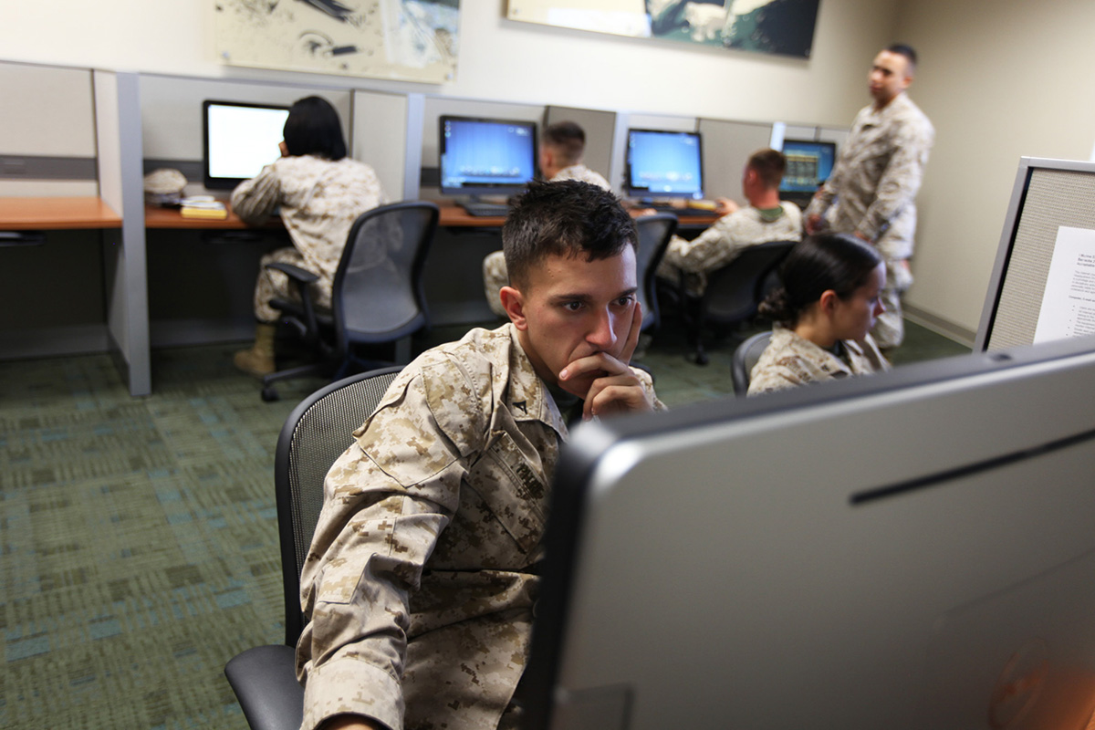 marine using laptop