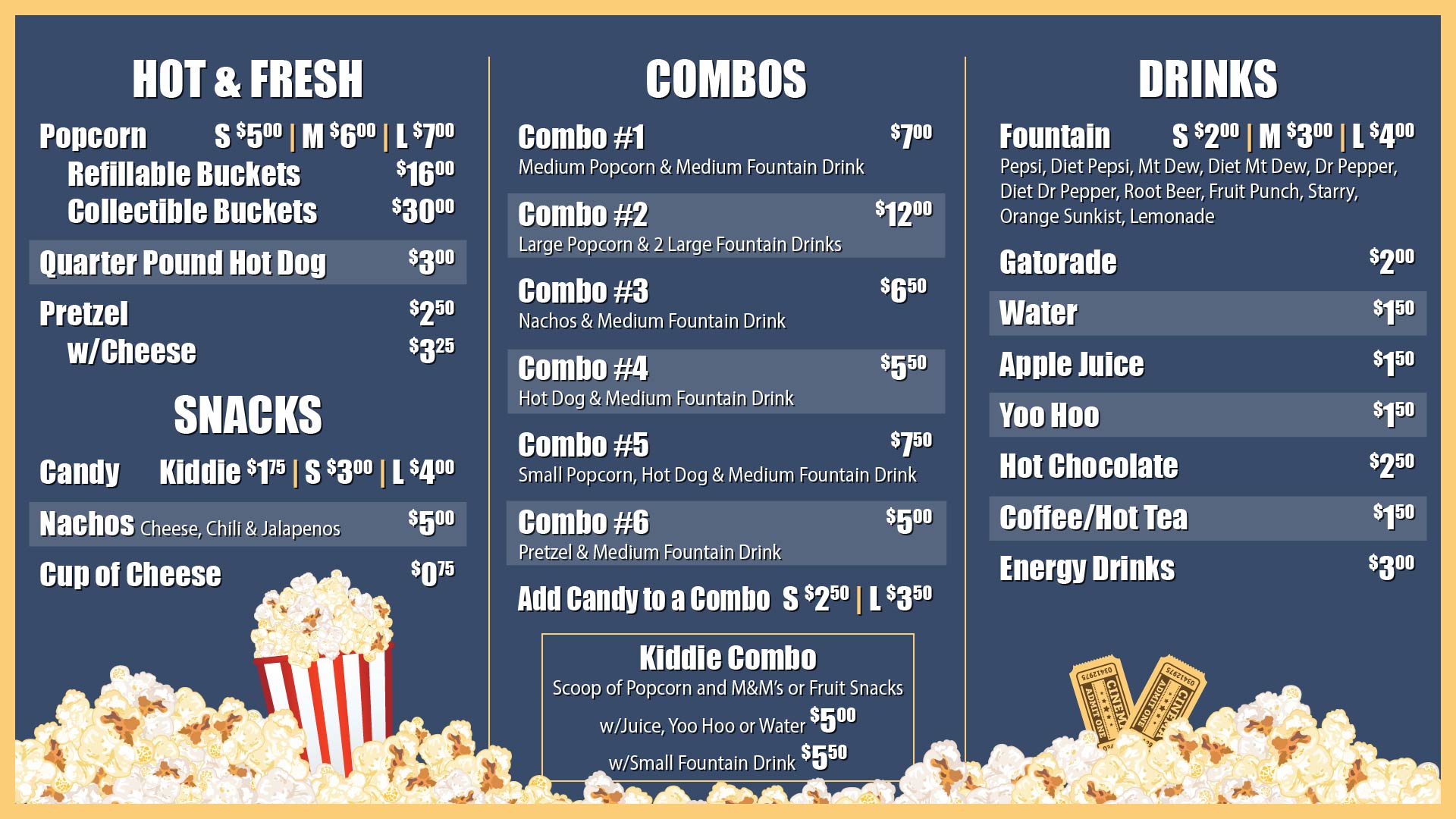 Movie Theater Menu