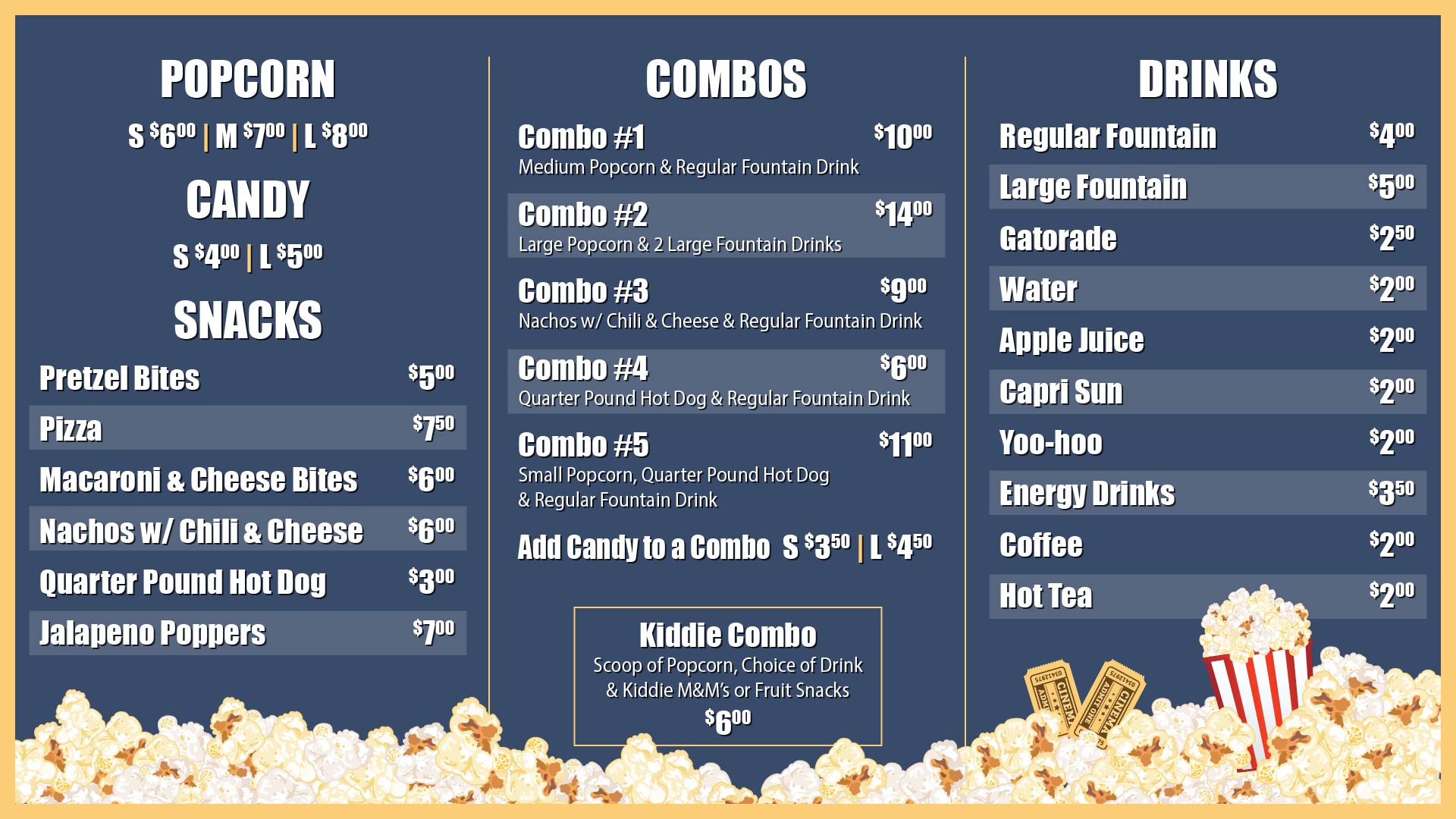 Movie Theater Menu