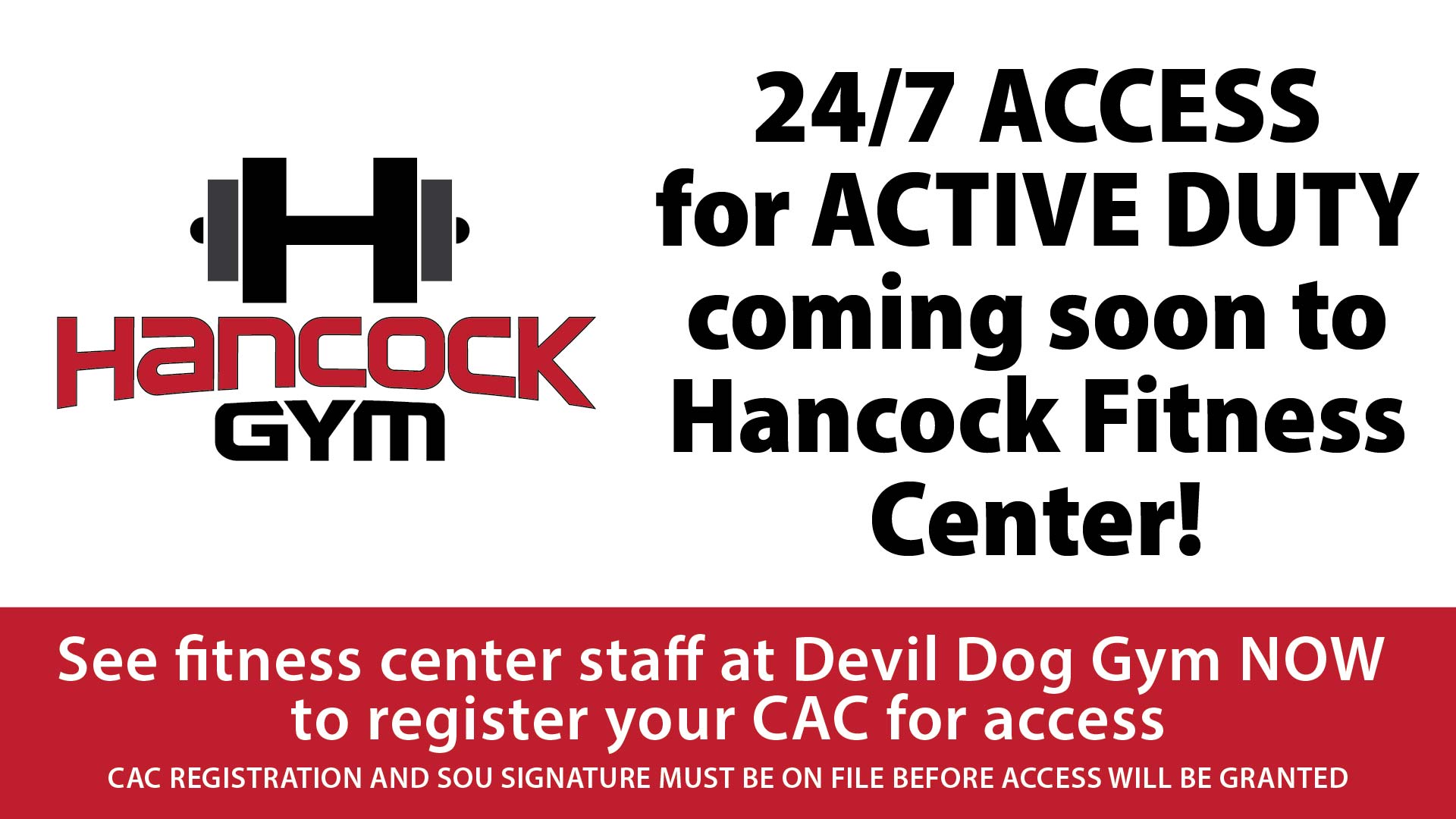 Hancock Gym 24/7 Access