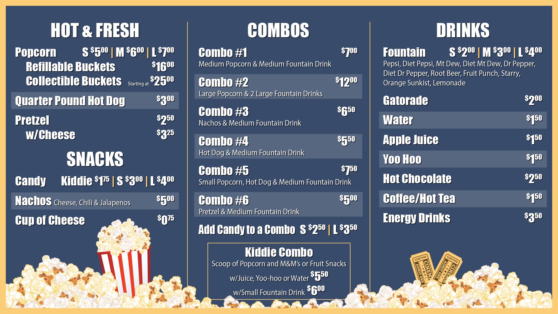Movie Theater Menu